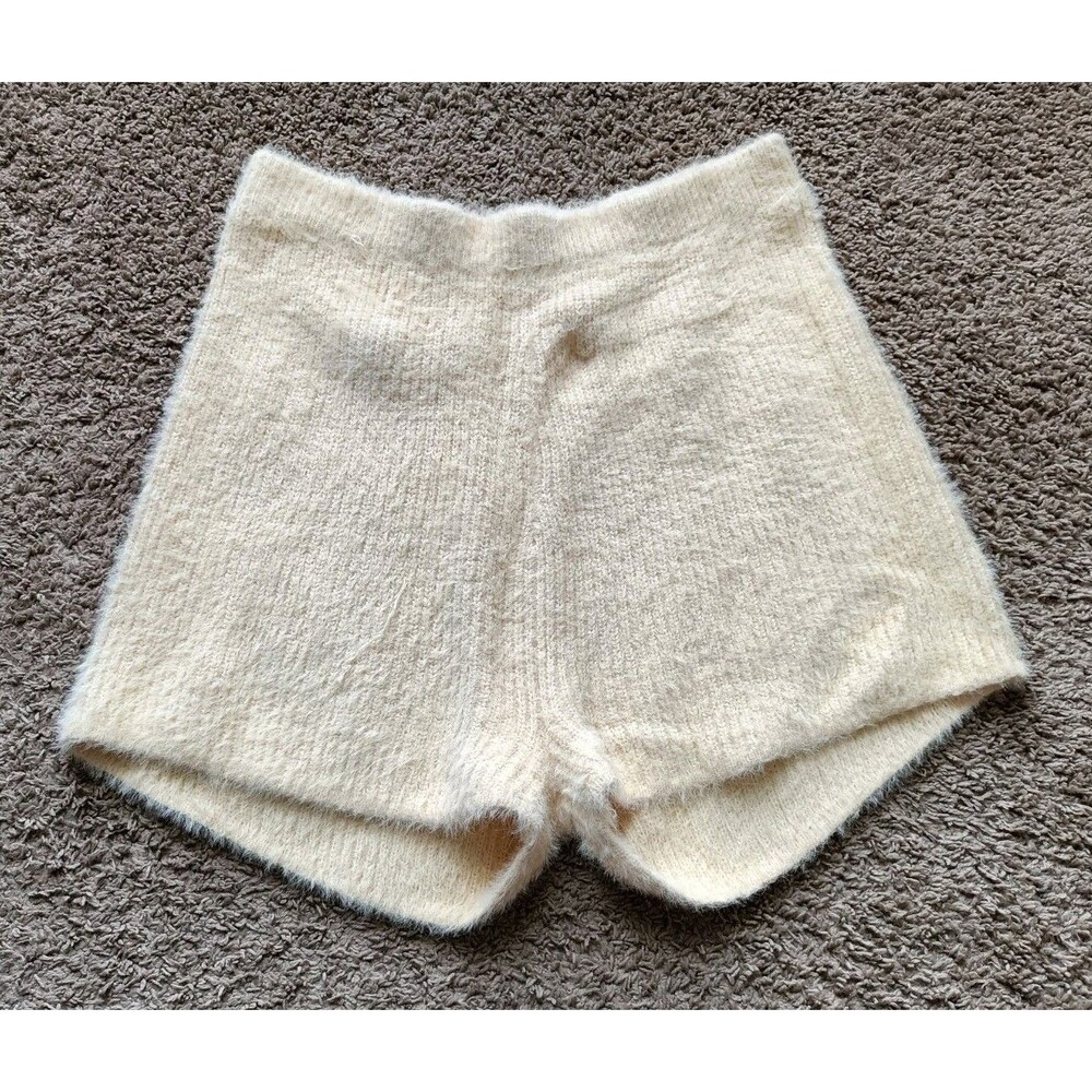 Nasty Gal Sweater Shorts Large Beige Stretch Waist  Pull On High Waist Lounge